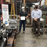 From L to R: P. Scott Harvey, Associate Professor in the School of Civil Engineering and Environmental Science at the University of Oklahoma; Braulio Covarrubias Vargas, graduate student; James Ricles, Bruce G. Johnston Professor of Structural Engineering and Director of Lehigh’s Real-Time Multi-directional Earthquake Simulation Facility.