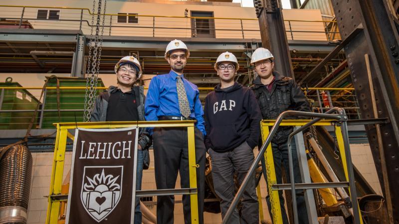 Muhannad Suleiman with students at Lehigh's ATLSS Engineering Research Center.